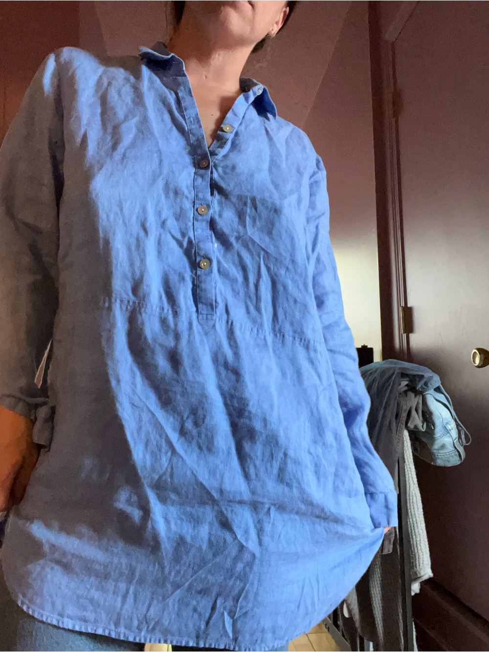 J. Jill Light Blue Linen Midi Dress